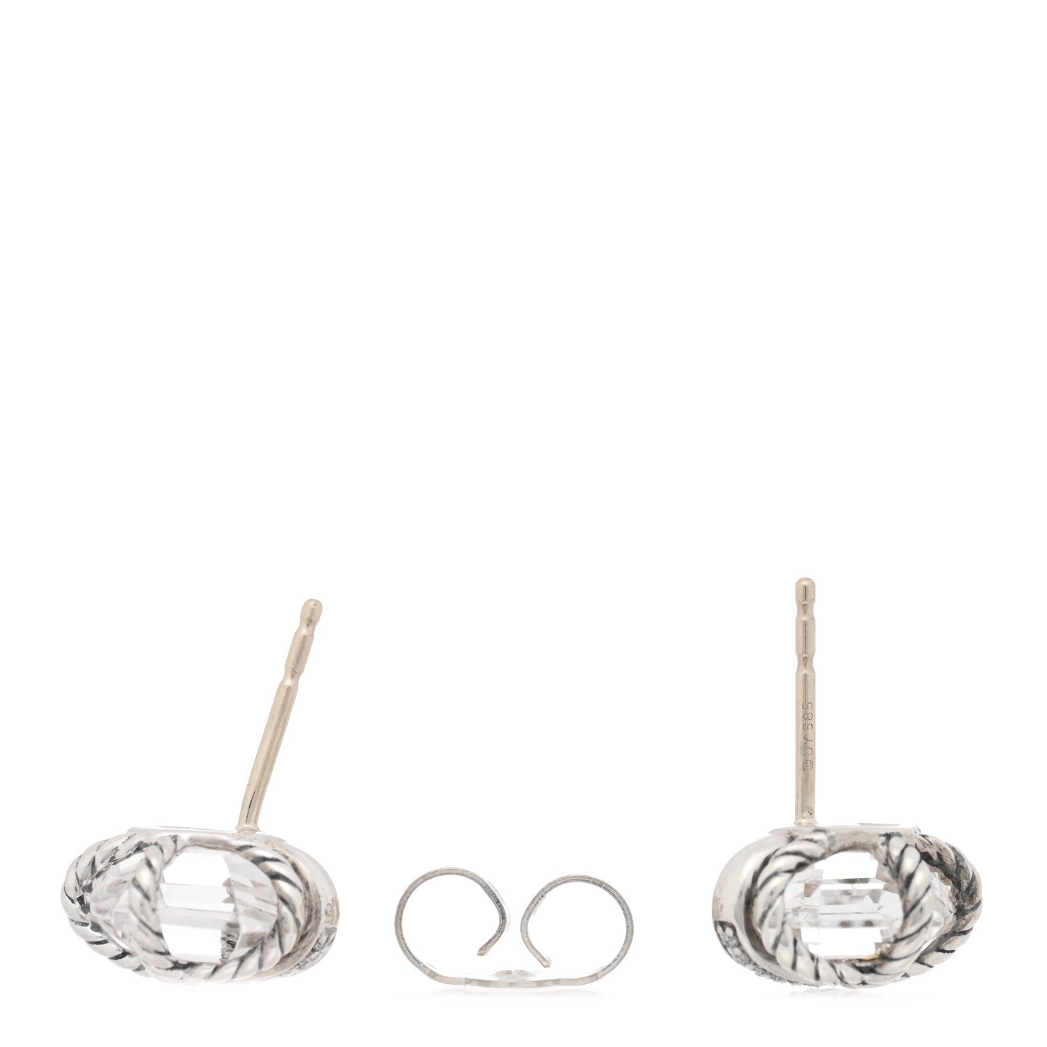 David Yurman Sterling Silver Diamond Crystal 10mm Cable Wrap Earrings 3 of 4