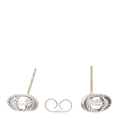 David Yurman Sterling Silver Diamond Crystal 10mm Cable Wrap Earrings 3 of 4