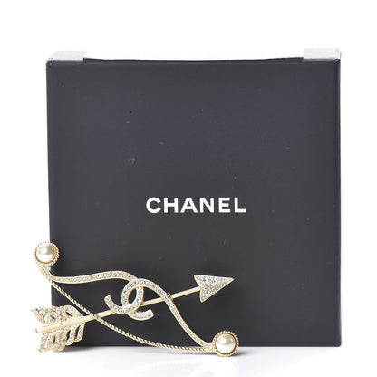 Chanel Crystal Pearl CC Arrow Brooch Gold 6 of 6