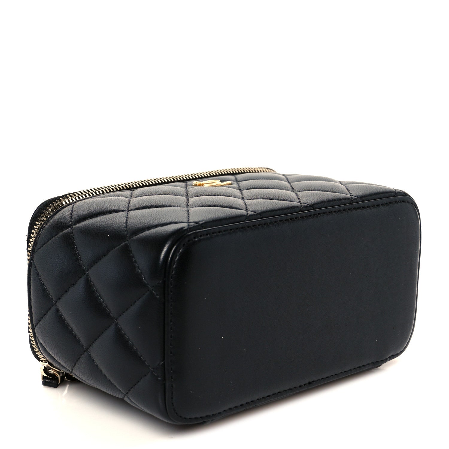 Chanel Lambskin Quilted Small Pearl Crush Vanity Case With Chain Black 4 of 12