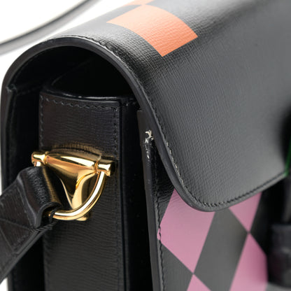 Gucci Textured Calfskin Geometric Print Horsebit 1955 Shoulder Bag Black Multicolor 16 of 16