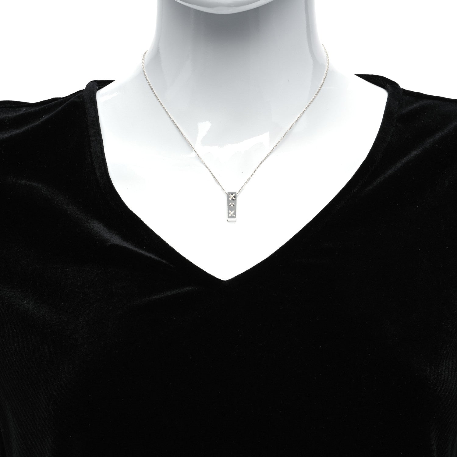 Tiffany Sterling Silver Diamond Paloma Picasso Love and Kisses Bar Pendant Necklace 2 of 7