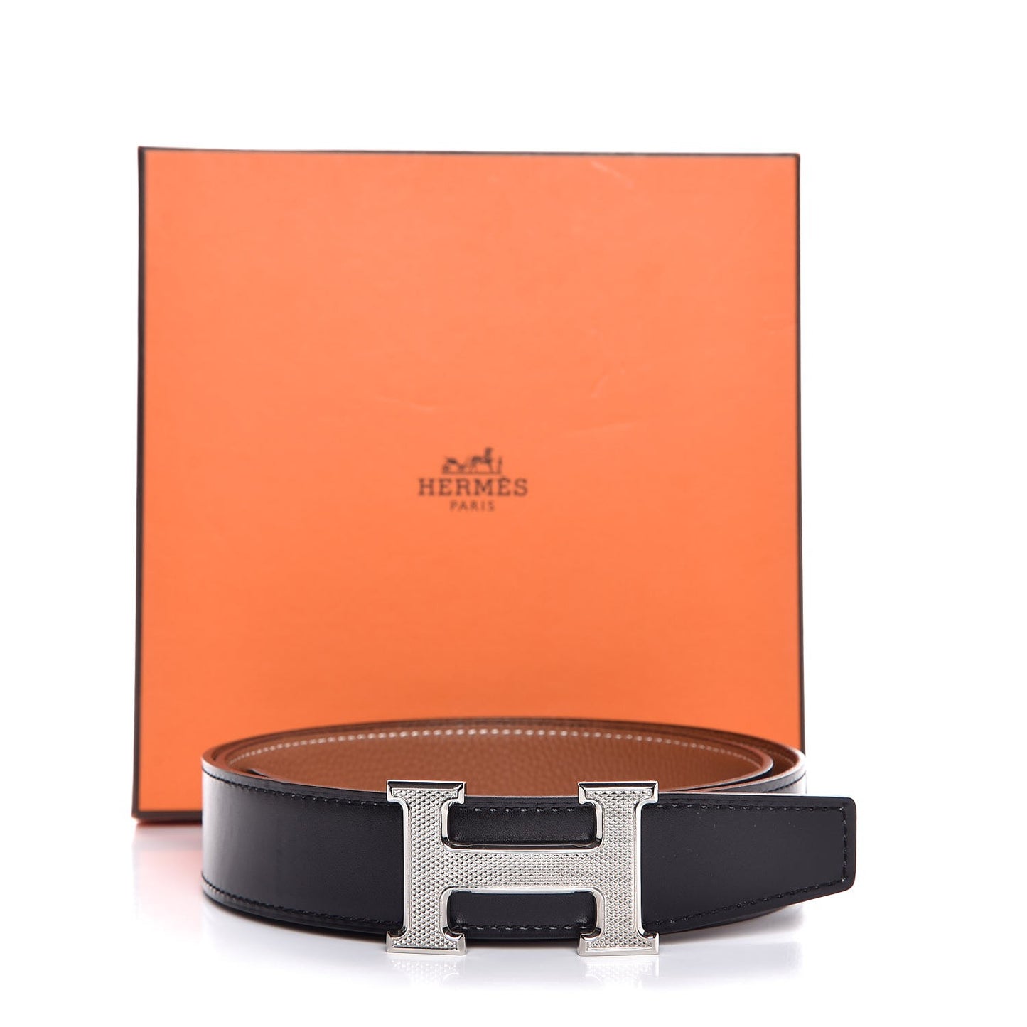 Box Togo 32mm Guilloche H Belt 90 Black Gold