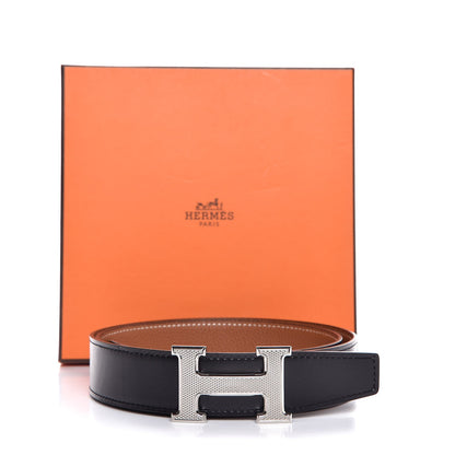 Hermes Box Togo 32mm Guilloche H Belt 90 Black Gold 9 of 9