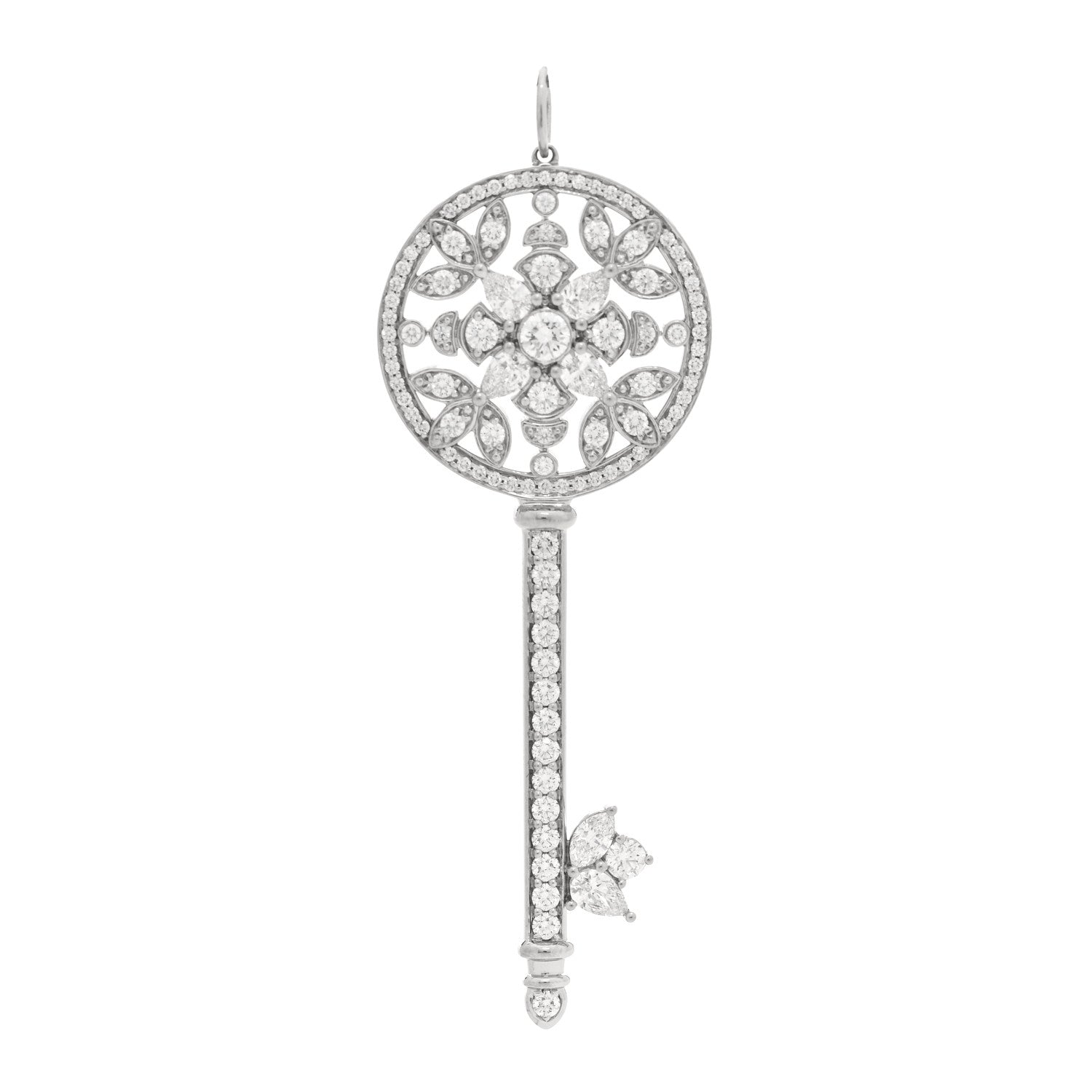 Tiffany Platinum Diamond Garden Key Pendant 1 of 4