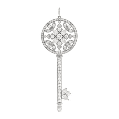 Tiffany Platinum Diamond Garden Key Pendant 1 of 4