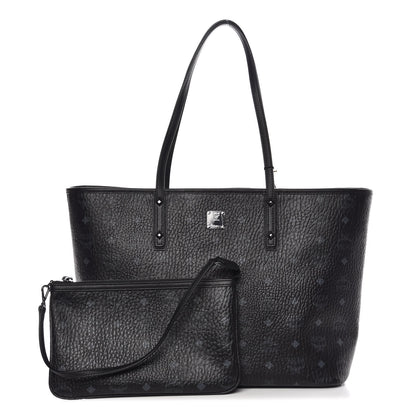 MCM Visetos Medium Anya Zip Top Shopper Tote Black 1 of 9
