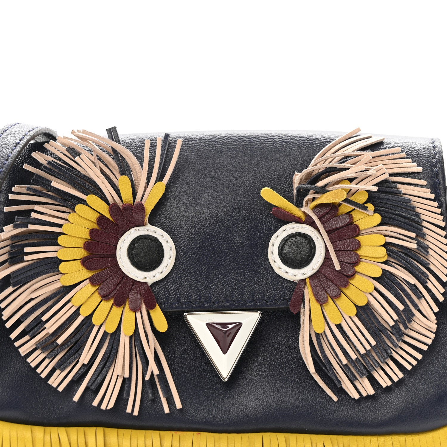 Fendi Nappa Fox Faces Fringe Micro Baguette Black Multicolor 9 of 15