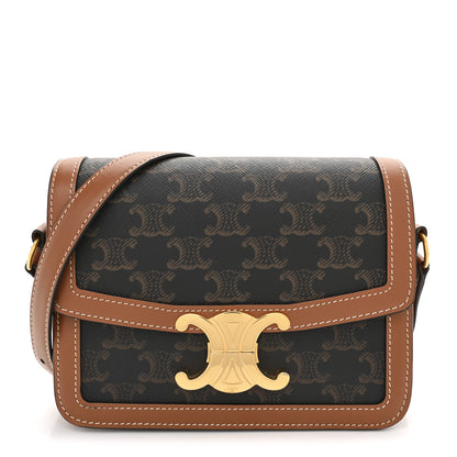 Celine Calfskin Triomphe Canvas Teen Triomphe Bag Tan 1 of 12