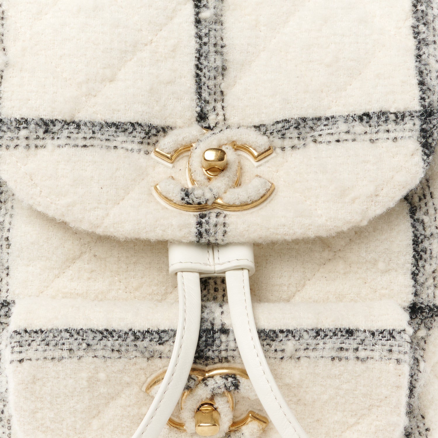 Chanel Wool Tweed Elegant Backpack Ecru Black 8 of 10