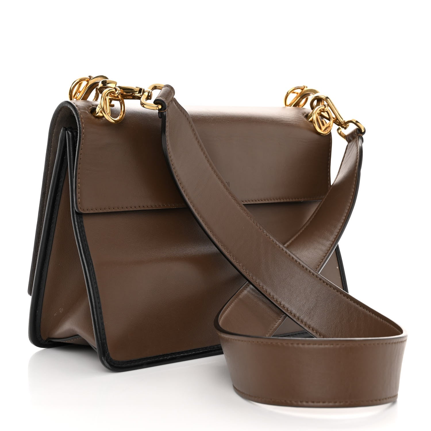 Fendi Vitello Century F is Fendi Bi-Color FF 1974 Embossed Kan I Shoulder Bag Maya Black 3 of 10