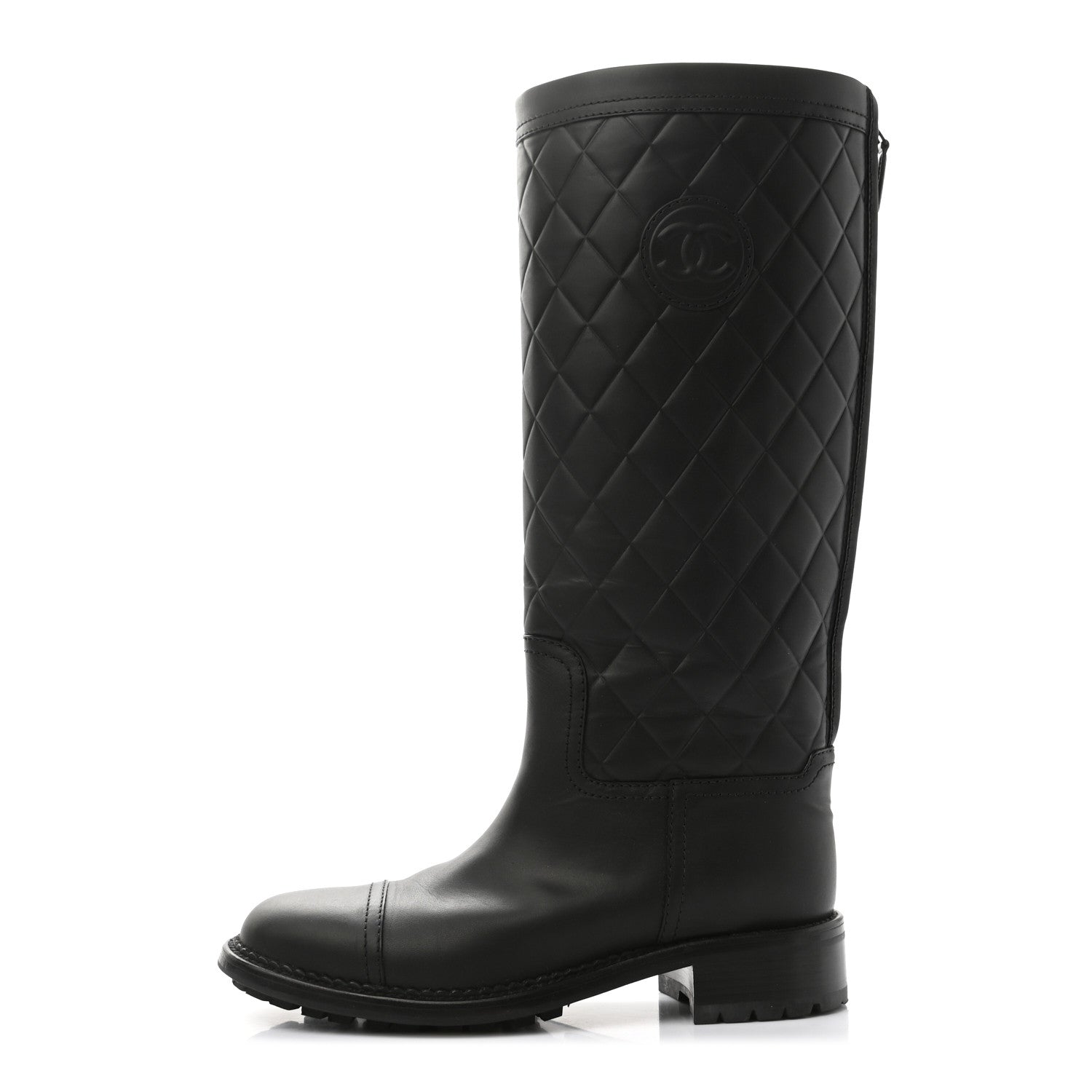 Chanel Oily Calfskin Quilted High Boots 37 Black 1 of 7