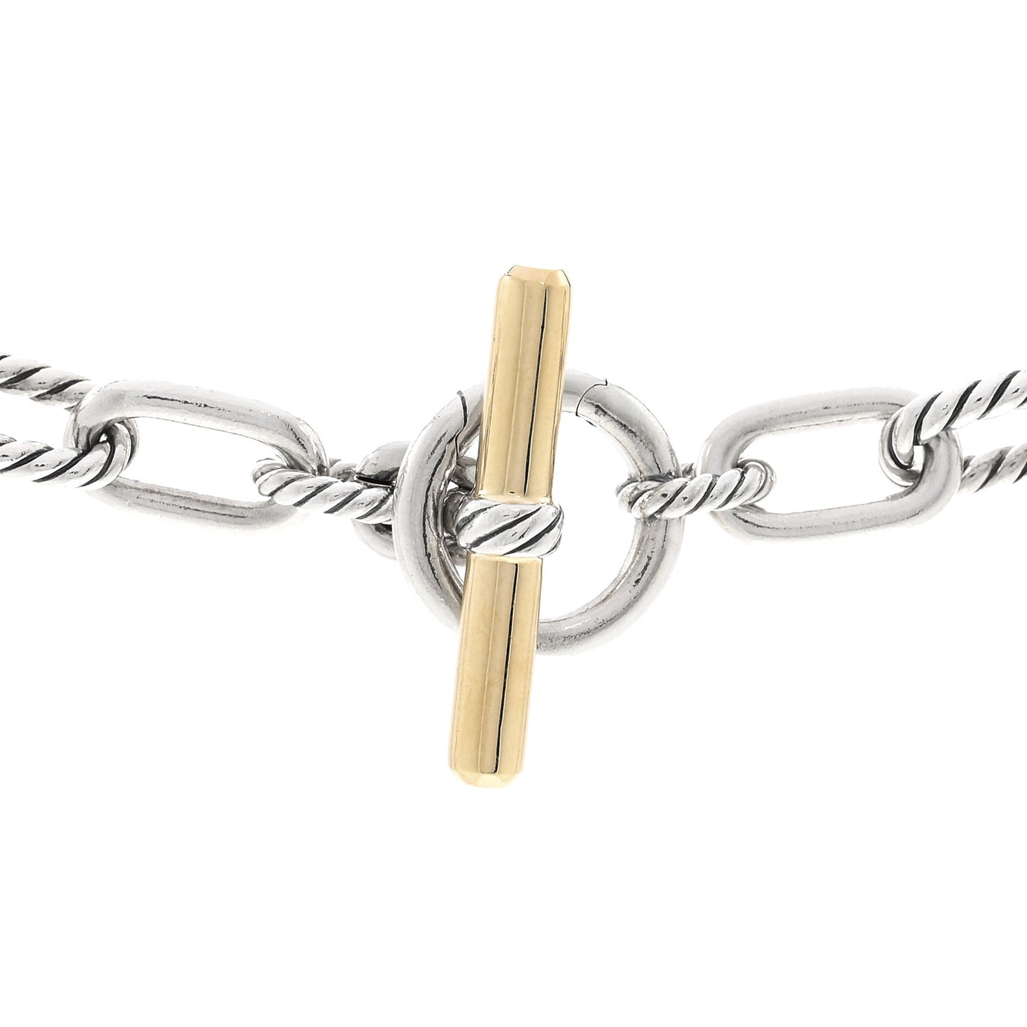 Sterling Silver 18K Yellow Gold 8.5mm Madison Chain Toggle Necklace