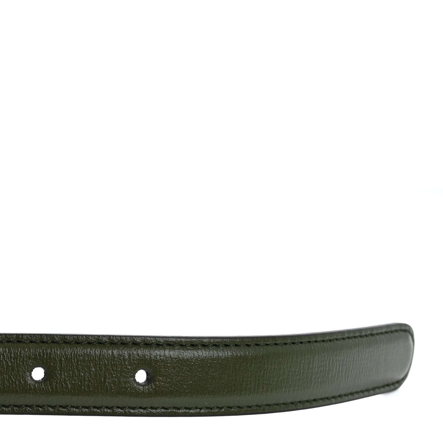 Gucci Azalea Calfskin Enamel Monochrome Double G 20mm Belt 75 30 Military Green 6 of 6