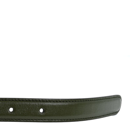 Gucci Azalea Calfskin Enamel Monochrome Double G 20mm Belt 75 30 Military Green 6 of 6