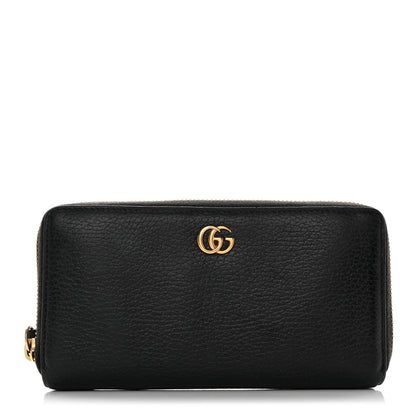 Gucci Dollar Calfskin GG Marmont Zip Around Wallet Black 1 of 8