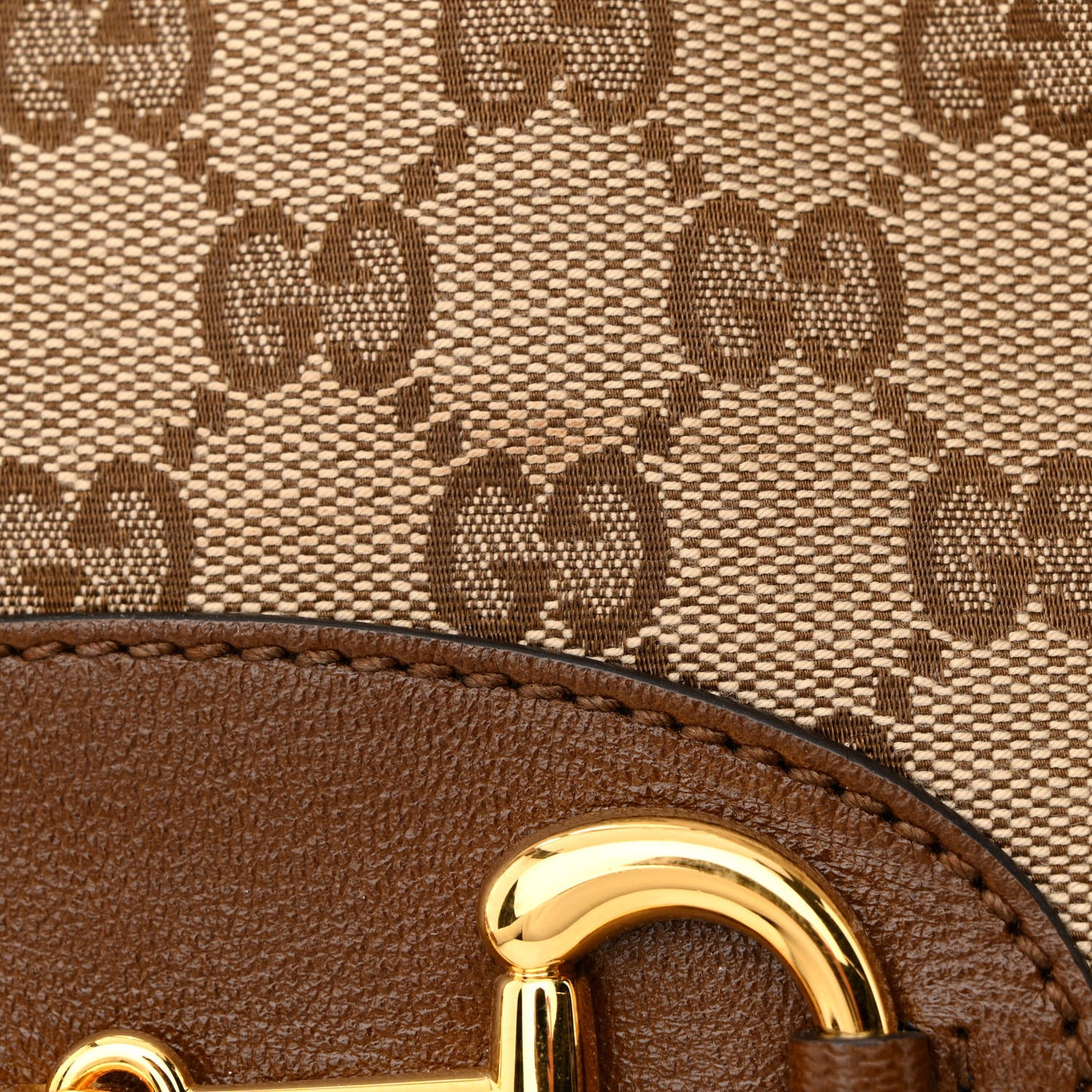 Monogram Horsebit 1955 Tote Bag Beige Brown Sugar