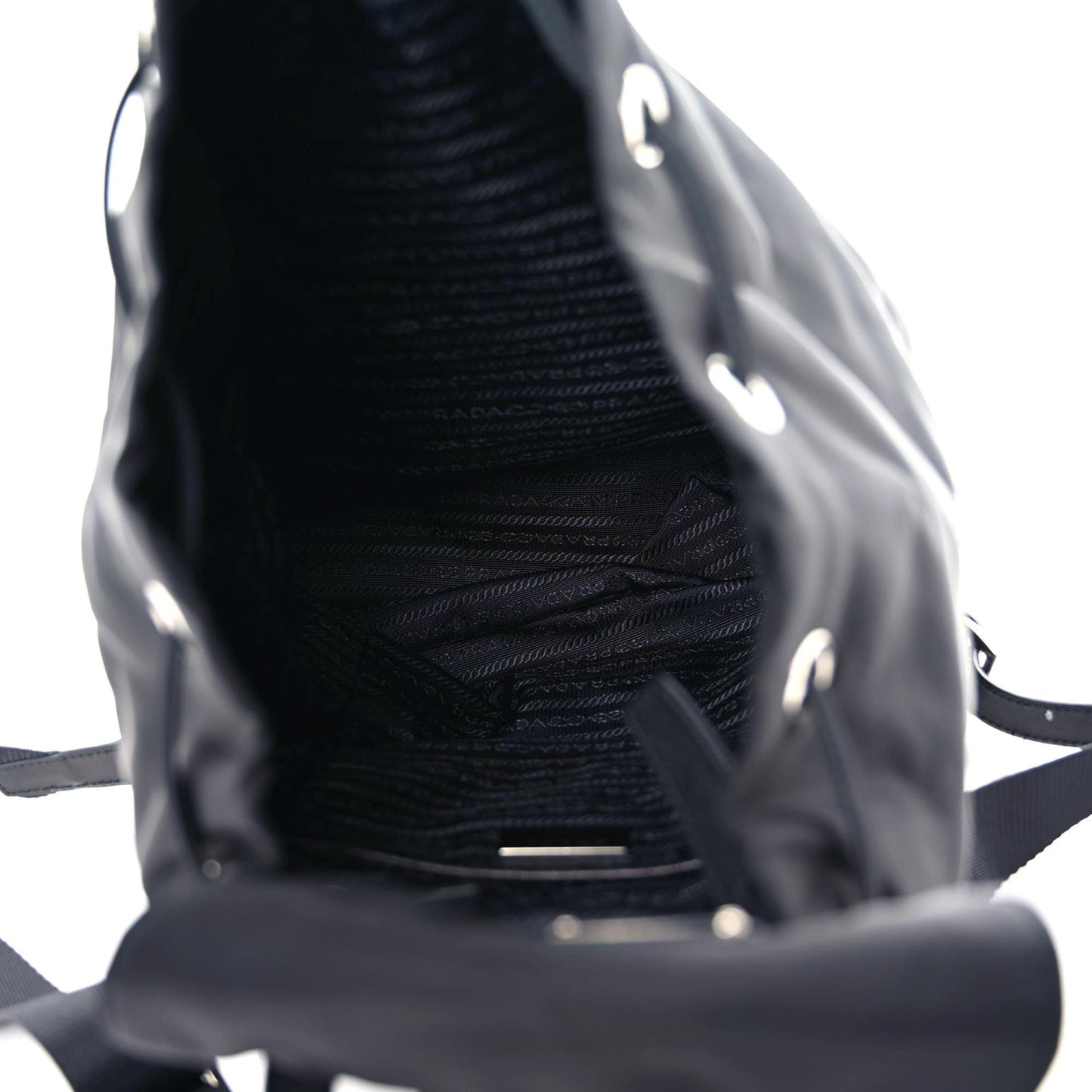 Nylon Vela Saffiano Small Cinch Backpack Black