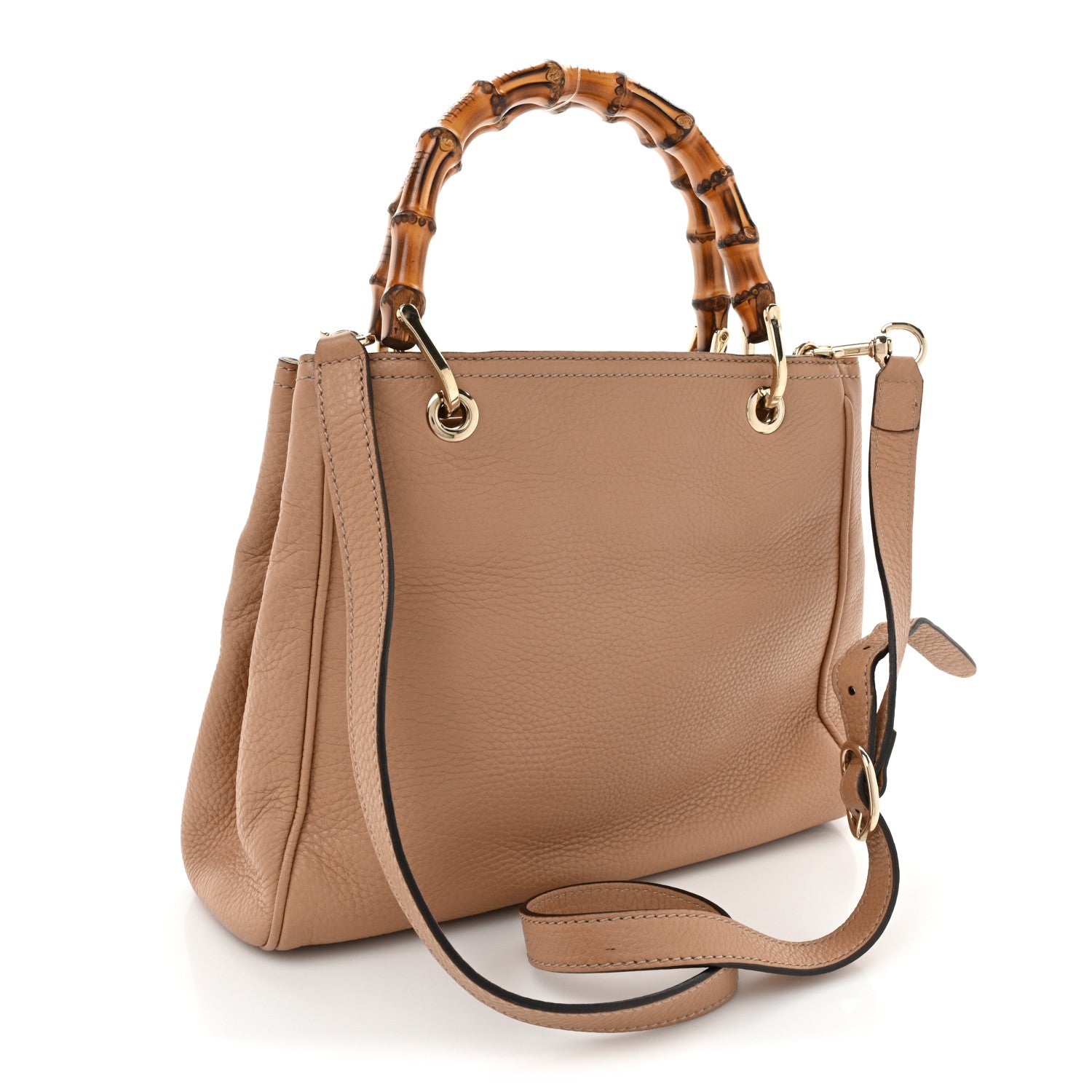 Gucci Calfskin Small Bamboo Shopper Tote Camelia 3 of 18