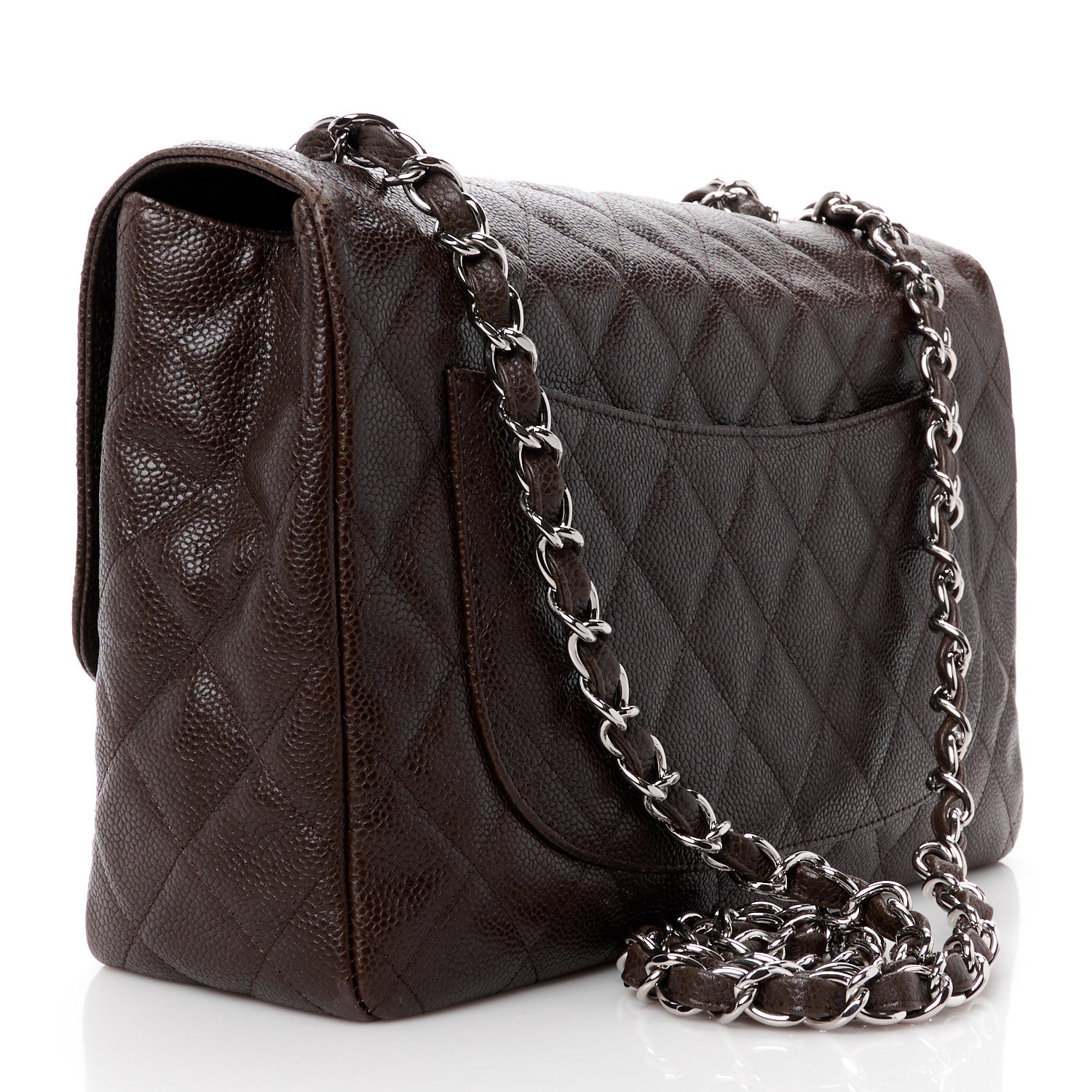 Chanel Caviar Quilted Jumbo Single Flap Dark Brown 3 of 15