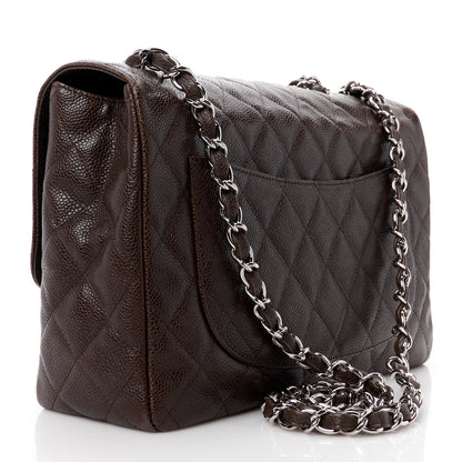 Chanel Caviar Quilted Jumbo Single Flap Dark Brown 3 of 15