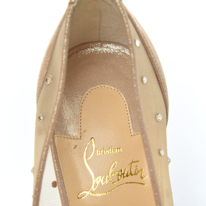 Christian Louboutin Suede Silk Crystal Strass Follies 100 Pumps 38 Light Silk 9 of 15