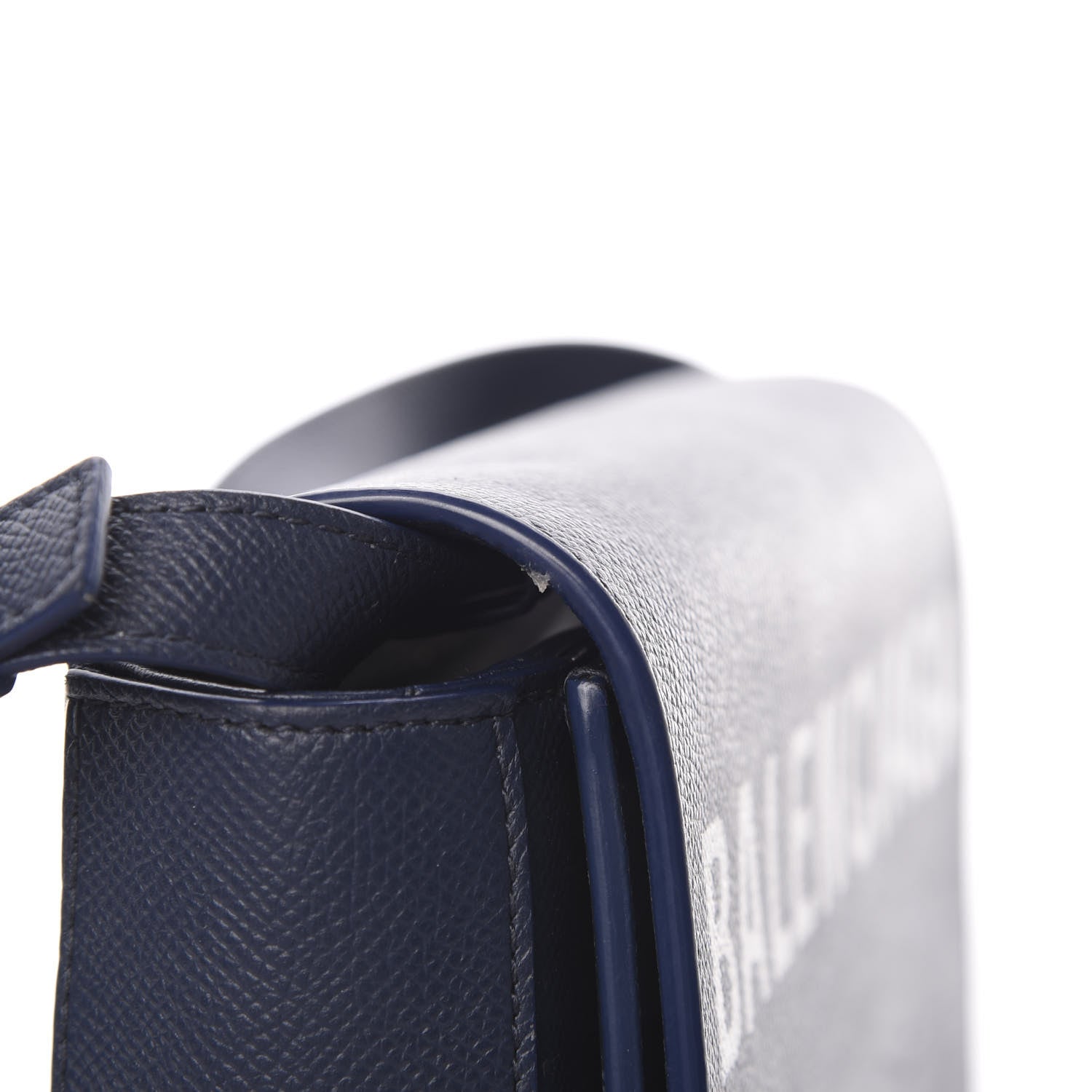 Balenciaga Grained Calfskin Logo Print S Ville Day Bag Bleu Canopee 15 of 16
