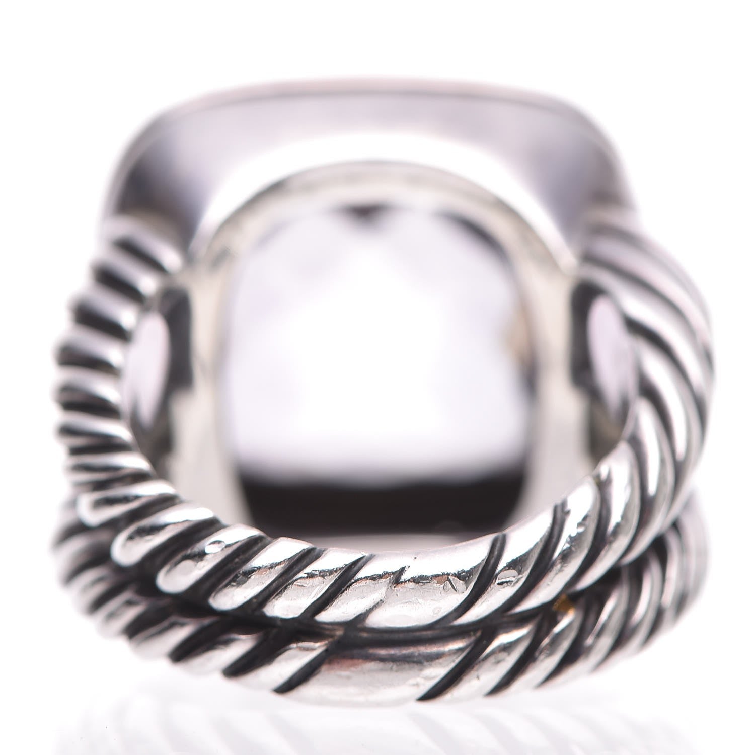 David Yurman Sterling Silver Diamond Amethyst 14mm Albion Ring 50 5.5 8 of 10