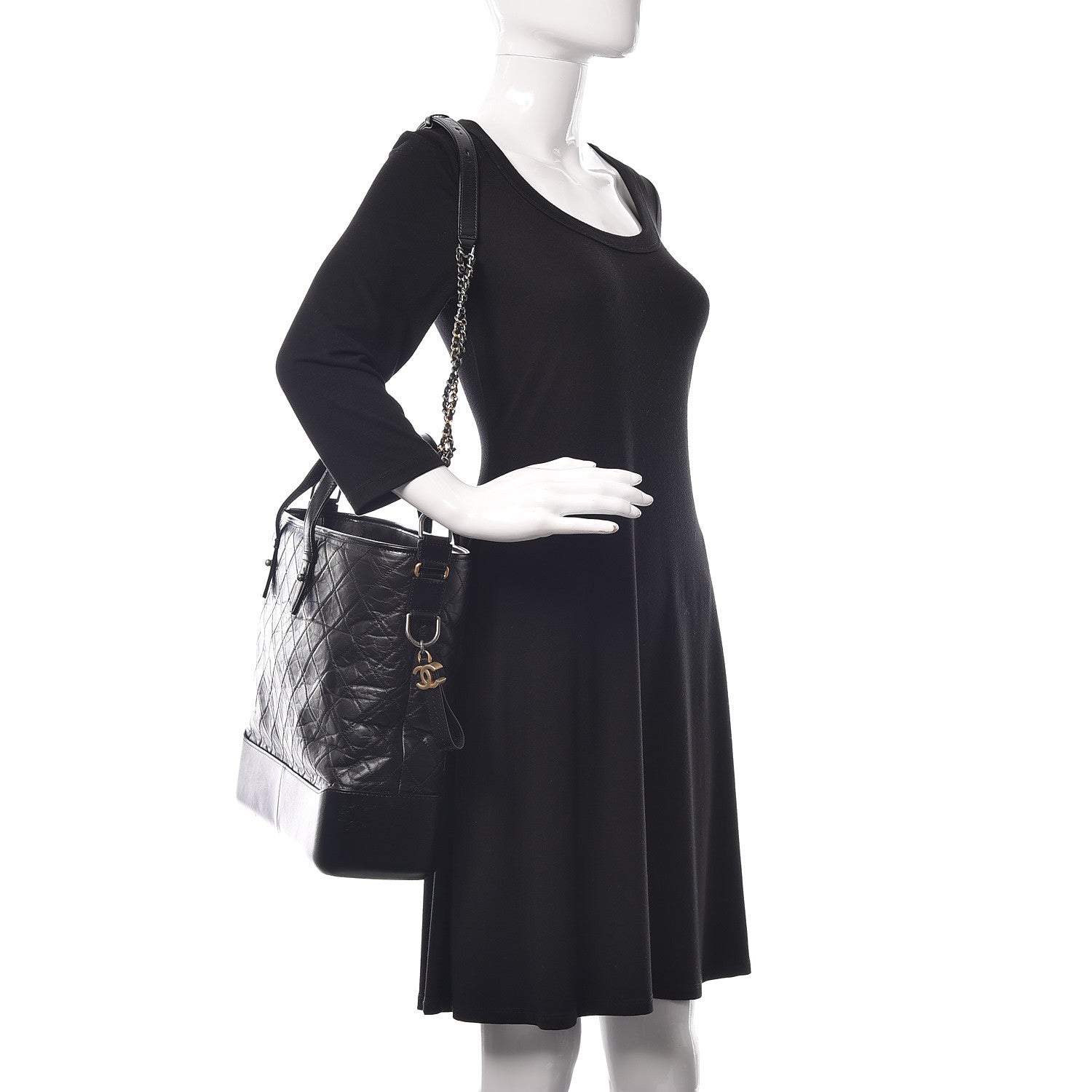 Chanel Calfskin Quilted Large Gabrielle Shopping Tote Black 2 of 10