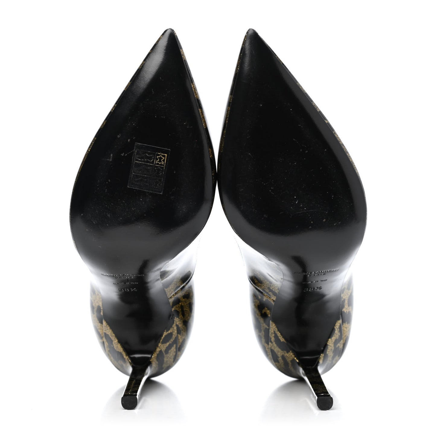 Patent Glitter Leopard Print Anja 105 Pumps 38.5 Gold Black
