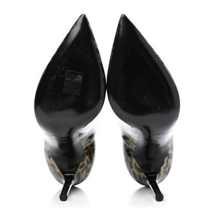 Saint Laurent Patent Glitter Leopard Print Anja 105 Pumps 38.5 Gold Black 4 of 4