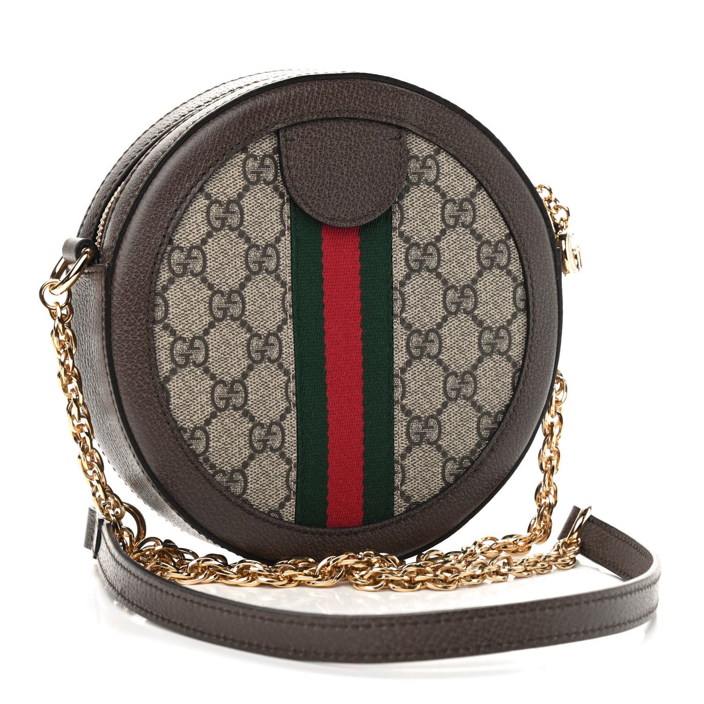 GG Supreme Monogram Web Mini Ophidia Round Shoulder Bag Brown