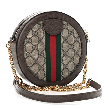 Gucci GG Supreme Monogram Web Mini Ophidia Round Shoulder Bag Brown 3 of 9