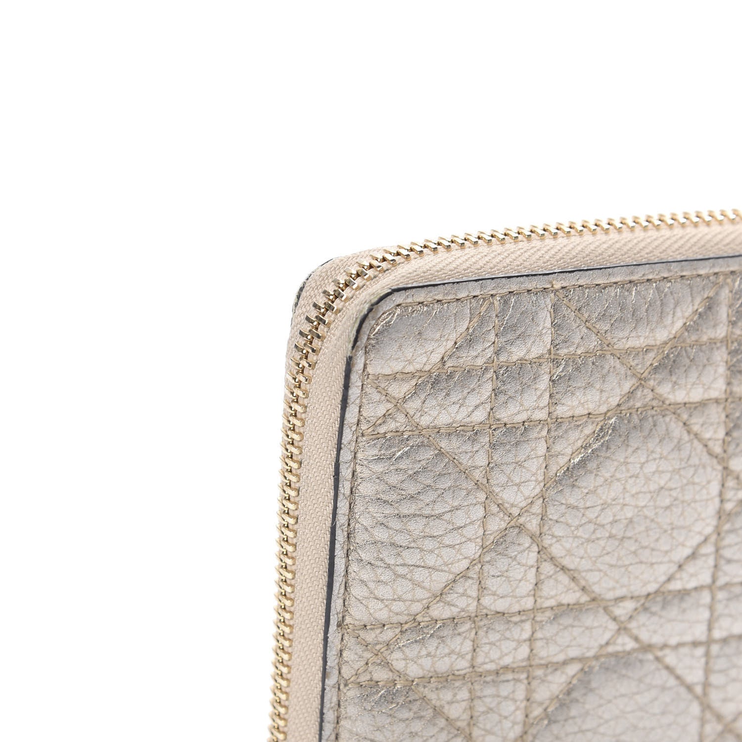 Christian Dior Metallic Calfskin Cannage Lady Dior Medium Wallet Gold 9 of 10