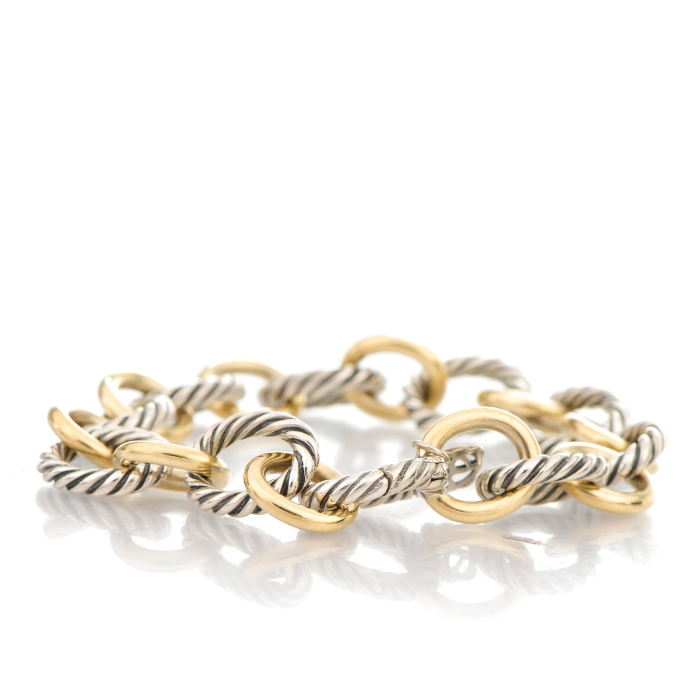 Sterling Silver 18K Yellow Gold 12mm Large Oval Link Bracelet
