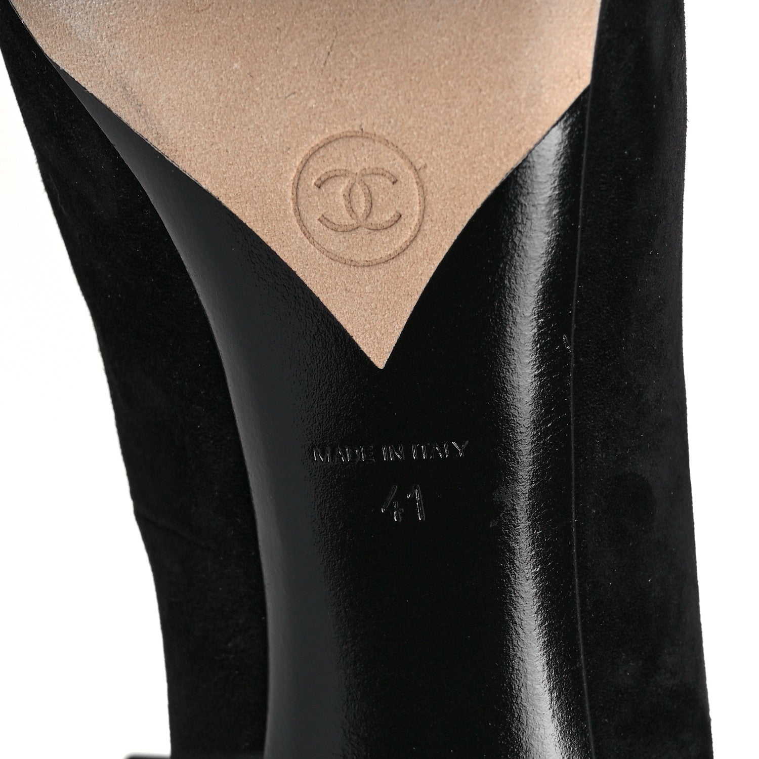 Chanel Suede Calfskin CC Pump 41 Black 7 of 8