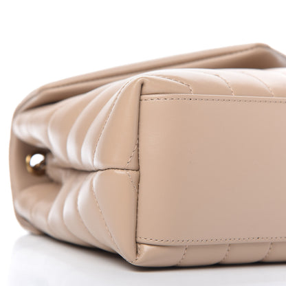 Saint Laurent Calfskin Y Quilted Monogram Small Loulou Chain Satchel Dark Beige 6 of 10