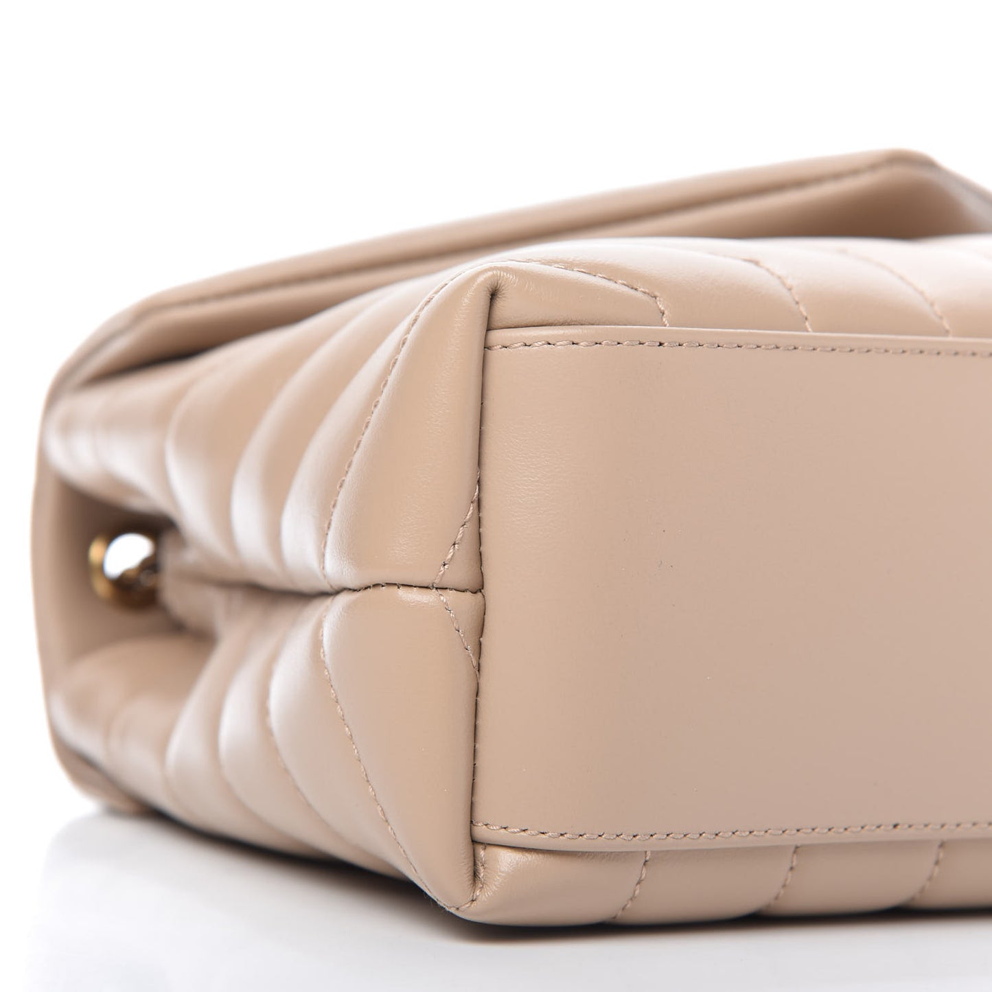 Calfskin Y Quilted Monogram Small Loulou Chain Satchel Dark Beige