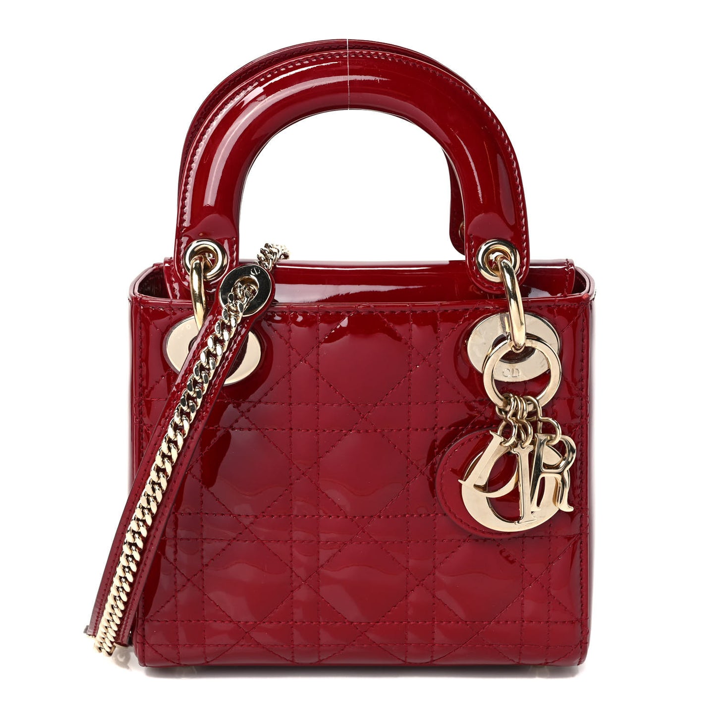 Patent Cannage Mini Lady Dior Red