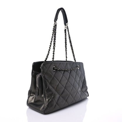 Chanel Metallic Caviar Quilted CC Tote Dark Silver 3 of 15