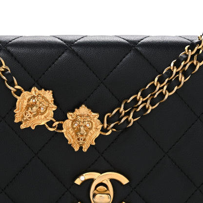 Chanel Lambskin Quilted Lion Motif Wallet On Chain WOC Black 9 of 11