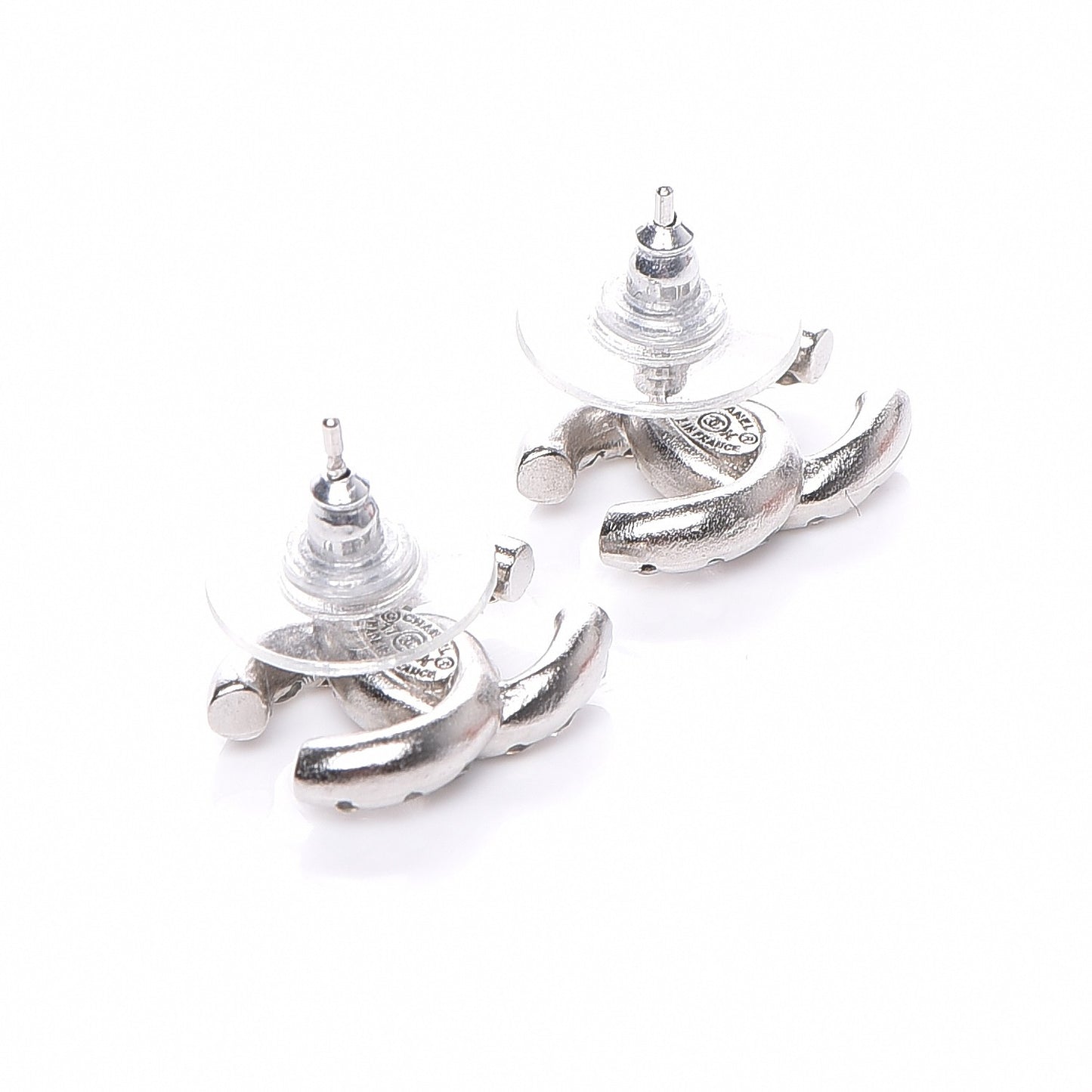 Iridescent Crystal CC Earrings Silver