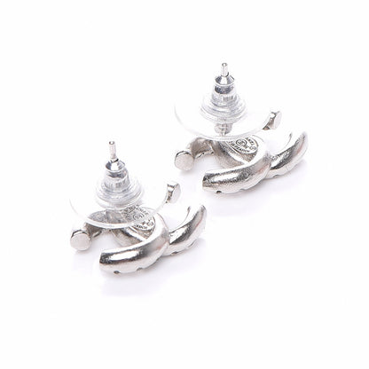Chanel Iridescent Crystal CC Earrings Silver 3 of 5