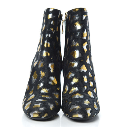 Saint Laurent Jacquard Leopard Loulou Ankle Boots 35.5 Oro 2 of 8