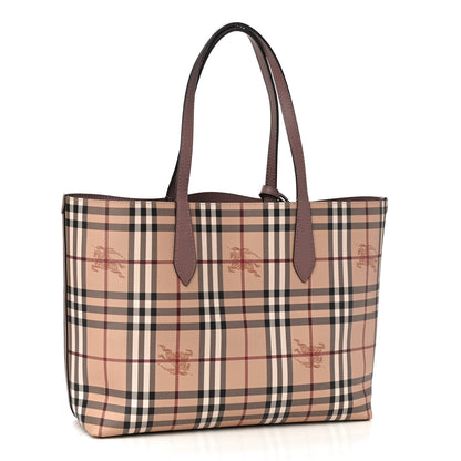 Burberry Grainy Calfskin Haymarket Check Medium Reversible Tote Dusty Pink 4 of 16