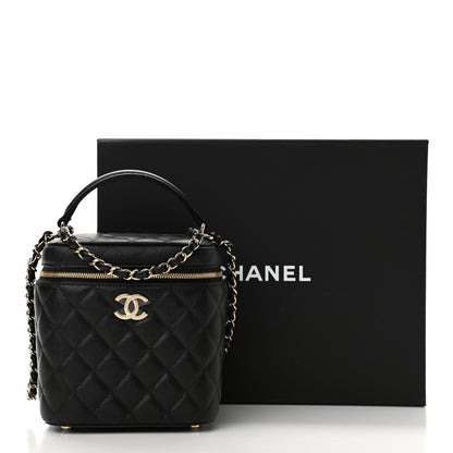 Chanel Caviar Quilted Small Top Handle Vanity Case With Chain Black 10 of 10