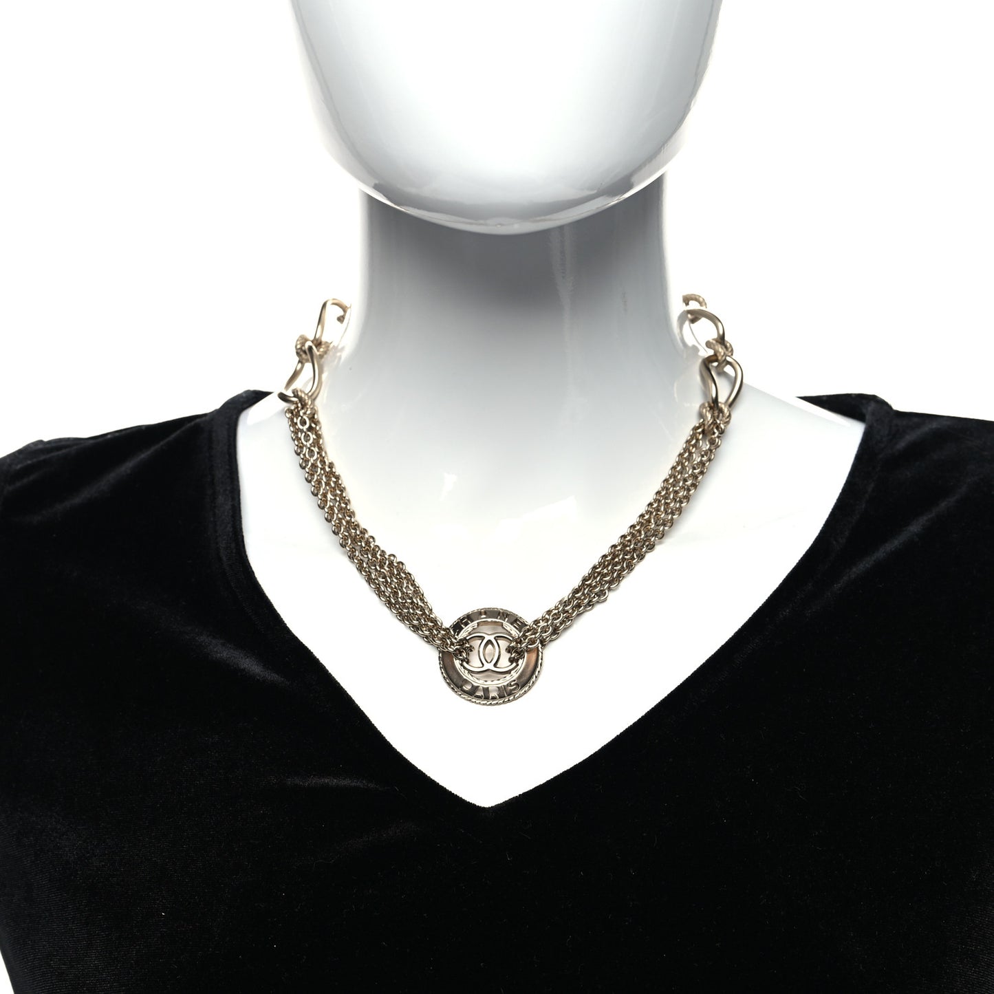 Metal Medallion Multi Chain Short Necklace Gold