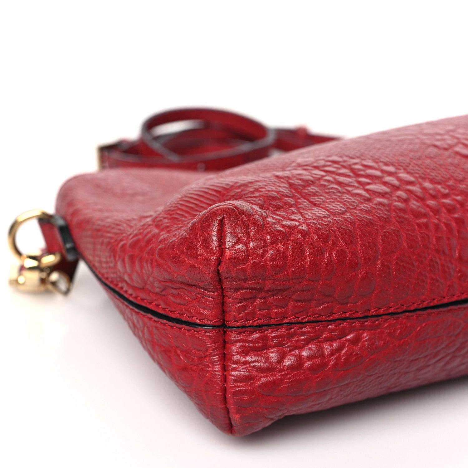 Burberry Signature Grain Calfskin Check Embossed Small Chichester Crossbody Clutch Bag Red 8 of 11