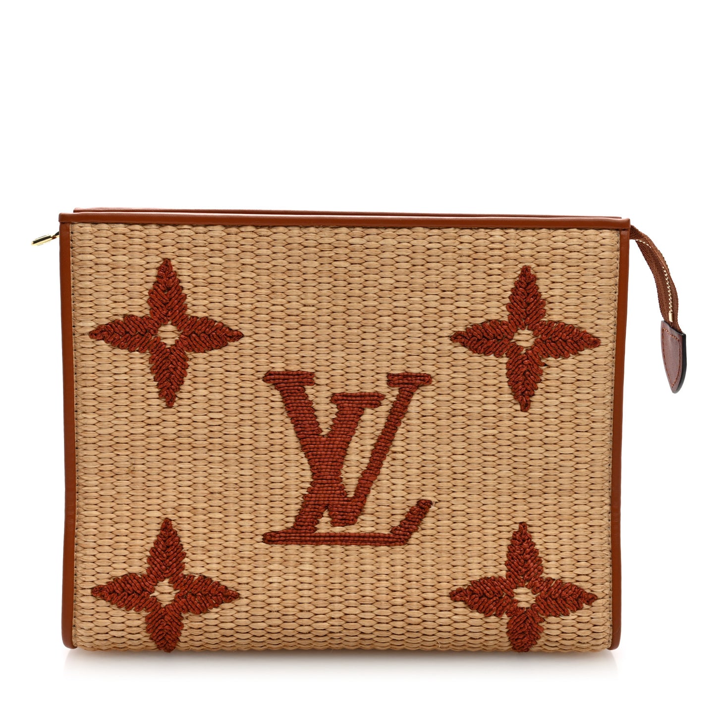 Raffia Monogram Giant Toiletry Pouch 26 Tan