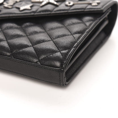 Saint Laurent Lambskin Mixed Matelasse Monogram Charms Chain Wallet Black 9 of 11